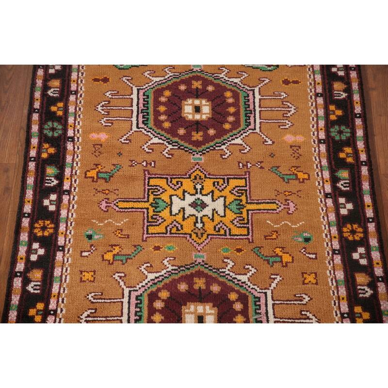 Geometric Kazak Accent Rug Handmade Traditional Wool Carpet - 3'0"x 5'0"
