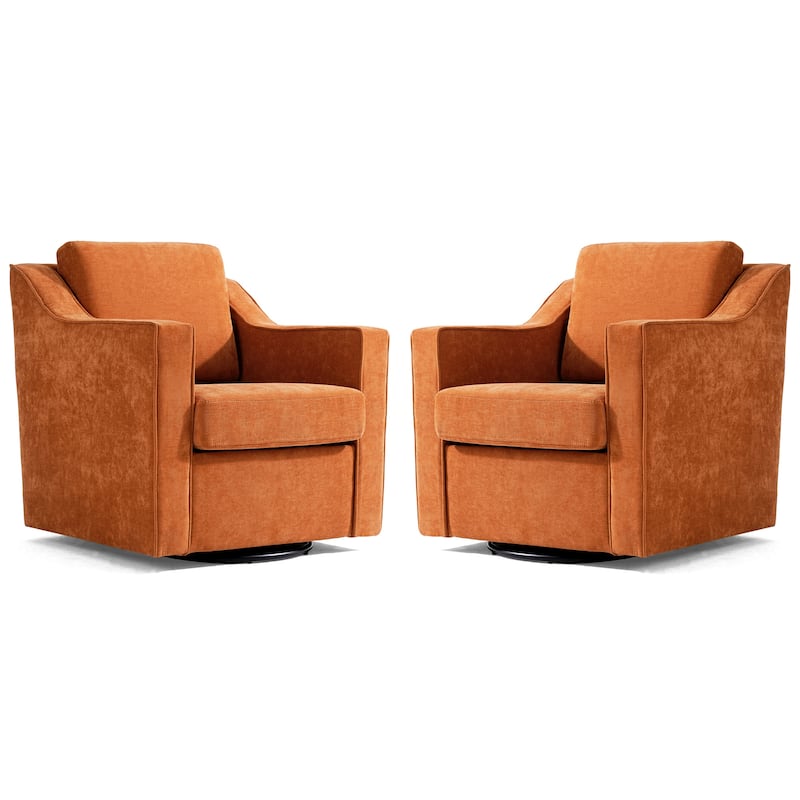 Chenille/Leather Swivel Barrel Chair(Set of 2) Modern Club Chair by UIXE