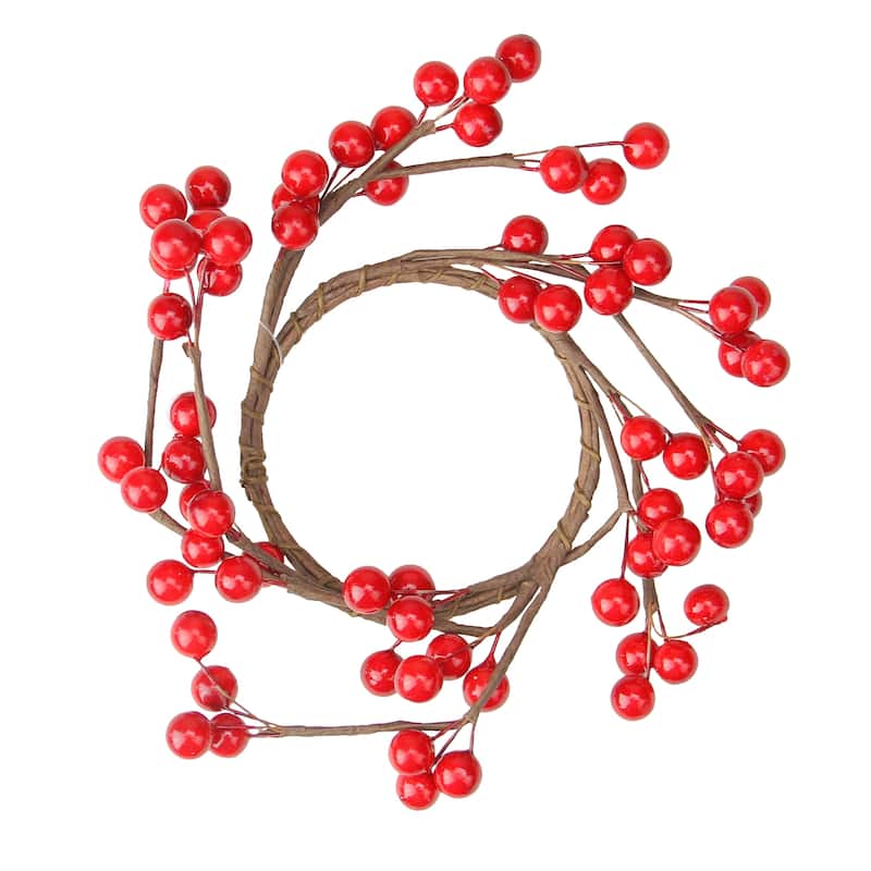 Shiny Berries Artificial Christmas Candle Ring - 7"