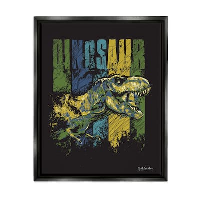 Stupell Dinosaur T-Rex Illustration Framed Floater Canvas Wall Art Design by Nidhi Wadhwa