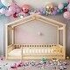 preview thumbnail 2 of 7, Kids and Baby Full Size Wood Bed House Bed Frame With Fence