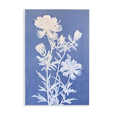 Stupell Cerulean Botanical Pattern Wall Plaque Art Design By Petals Prints Design