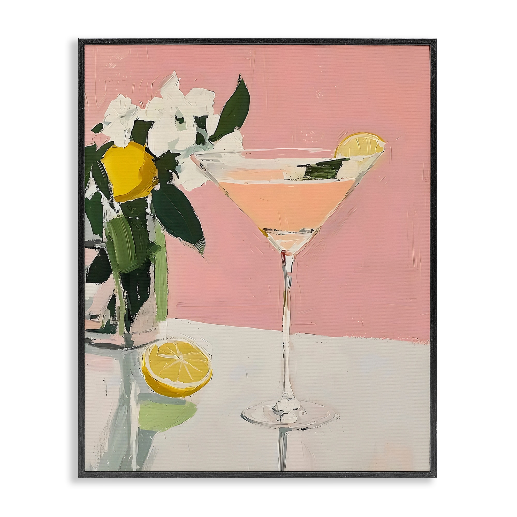 Stupell Pink Cocktail with Lemons Framed Giclee Art Design By Riley B