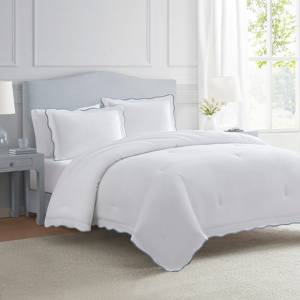 Martha Stewart Simple Scallop Cotton Duvet Cover Set