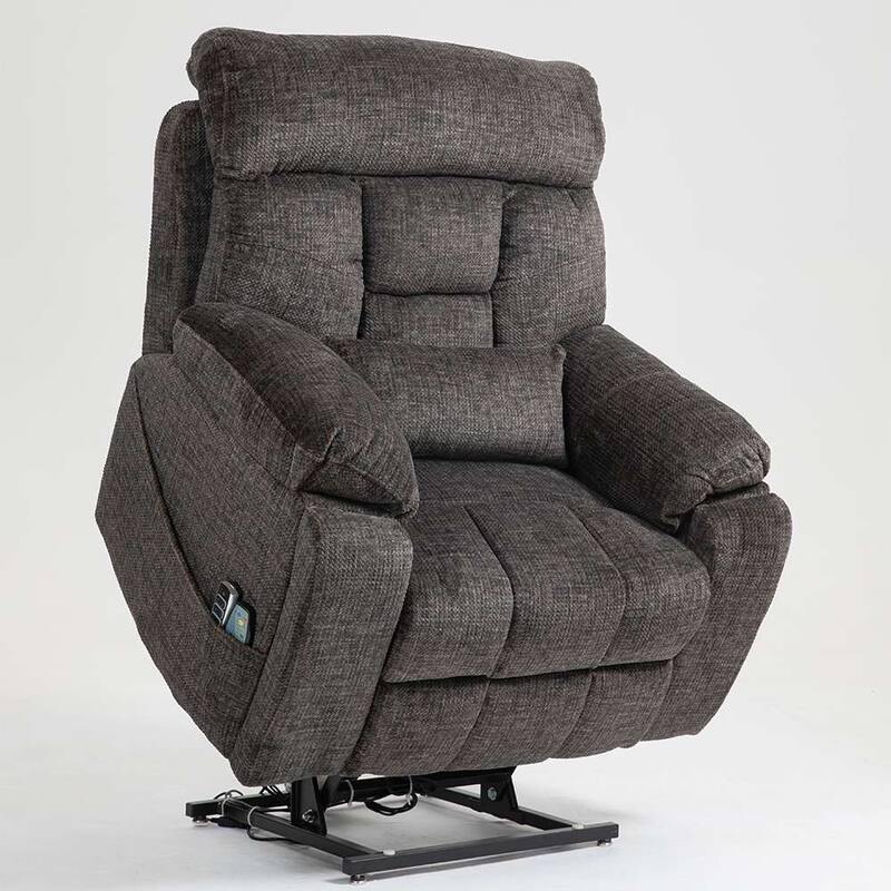Upgraded Flagship 4-Motor Independent Control Oversized 180° Lay Flat Chenille Power Lift Recliner Chair