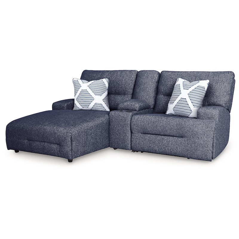 Signature Design by Ashley Acklen Place Blue 3-Piece Power Reclining Sectional with Chaise - 94"W x 70"D x 40"H
