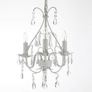 Wrought Iron and Crystal White Chandelier Pendant - Chandeliers For Bedrooms by Overstock.com