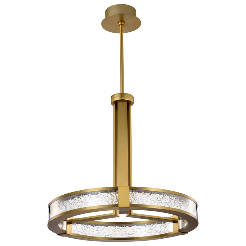 Darrow 24 Inch LED Pendant Vintage Brass Textured Acrylic Panels - Vintage Brass