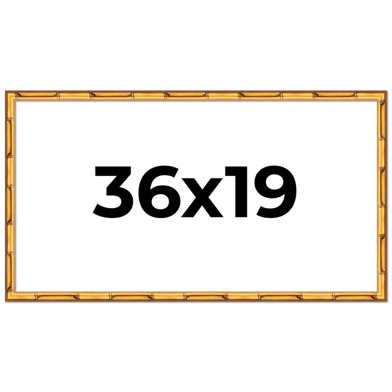 36x19 Frame Gold Bamboo Picture Frame Modern Photo Frame Includes UV Acrylic Shatter Guard Front Acid Free Foam Backing Board