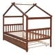 preview thumbnail 6 of 10, Twin Size Wooden House Bed Platform Bed with Twin Size Trundle and Solid Construction