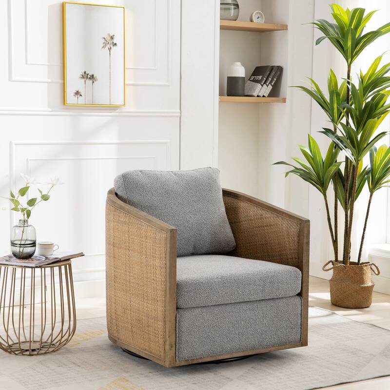 Swivel Barrel Chair, Comfy Round Accent Sofa Chair, 360 Degree Club Chair Arm Chair