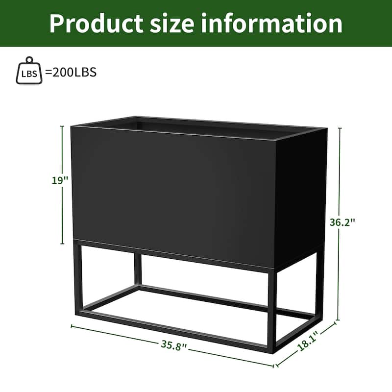Metal Movable Planter Box with Trellis Privacy Screen Planter Box with Lockable Wheels