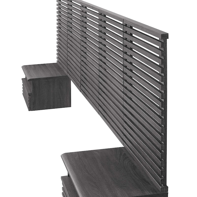 Vidalia Mid-century Modern Charcoal Wooden Floating Queen Size ...