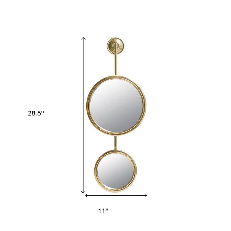 HomeRoots 29" Gold Round Iron Framed Accent Mirror - 11' X '28.5' X '2.2