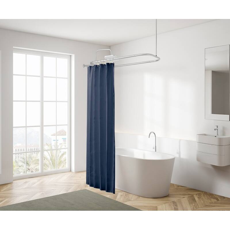 Utopia Alley Rustproof Wall Mounted Aluminum Hoop Shower Rod Extra Large 54 Inch by 26 Inch