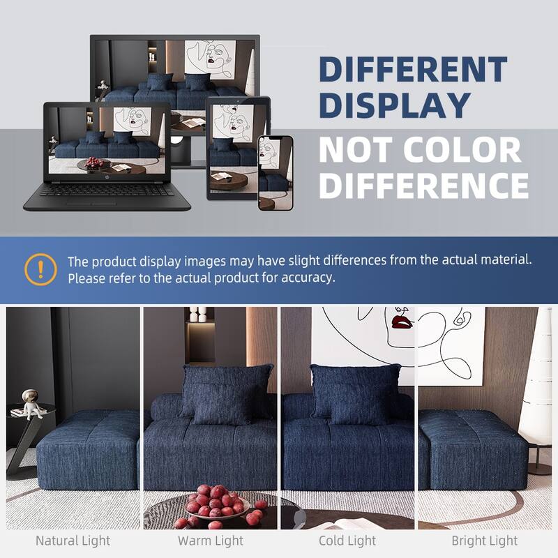 GDFStudio - Sparkling Chenille Oversized 2-Seater 142" Modular Sectional Sofa with 2 Ottomans