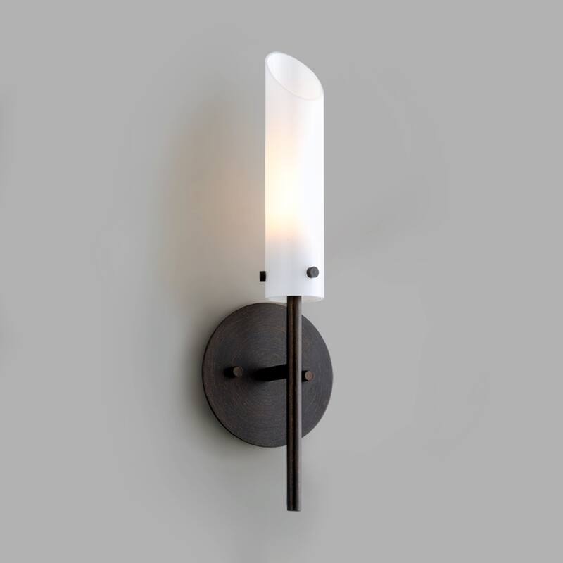 High Line 1-light Dark Bronze Wall Sconce with Opal White Glass