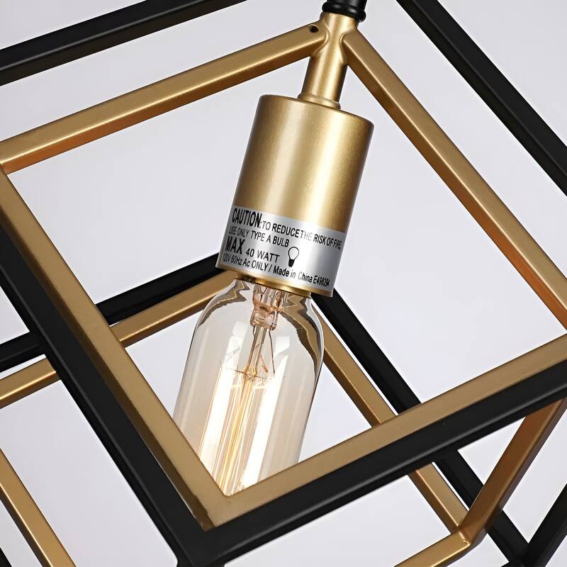 1-Light Geometric Cube Lantern, Sci-fi Square / Rectangle Pendant