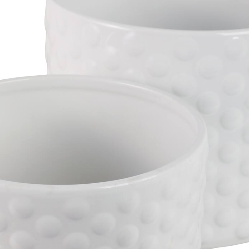 Ceramic Planter Dot Texture Gloss Finish (Set of 2) - 10", 9" White - 12" x 12" x 10"