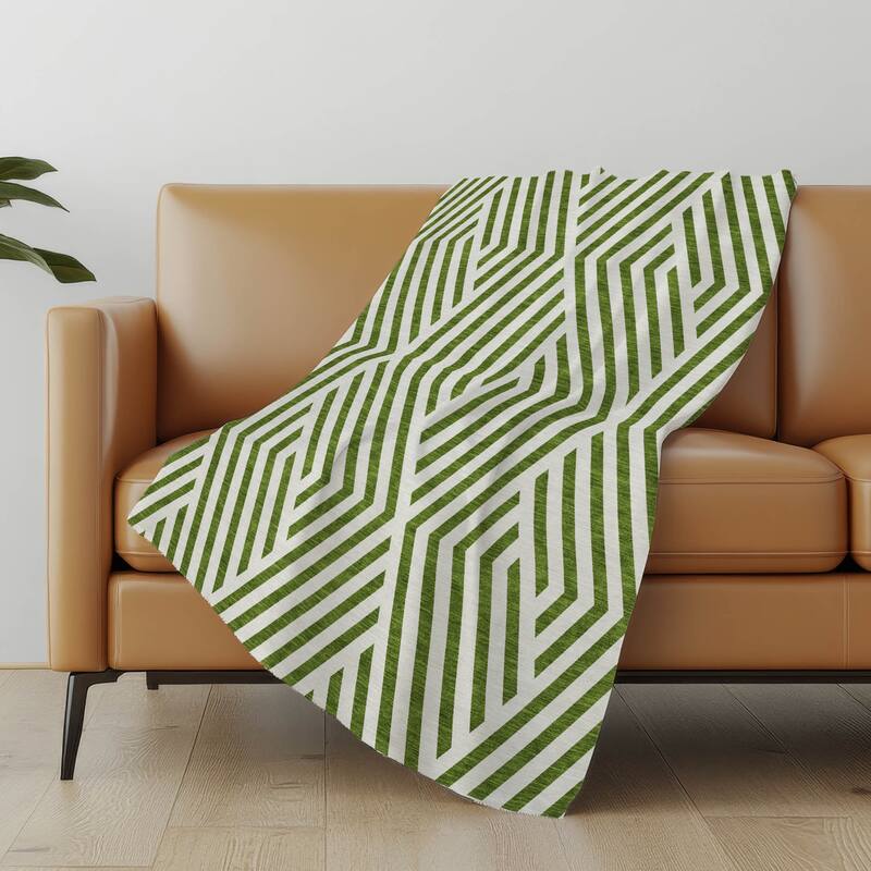 Premium Machine Washable Contemporary Geo Sherpa Throw Blanket