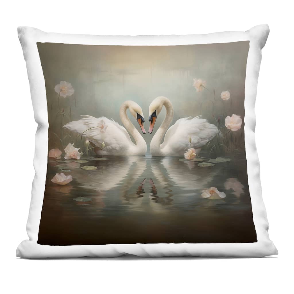 Stupell Romantic Swans in Floral Pond Decorative Printed Throw Pillow Design by Arlington Prints