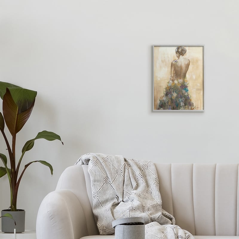 Stupell Nude Female Body Soft Tone Flower Dress Framed Wall Art - Multi-Color
