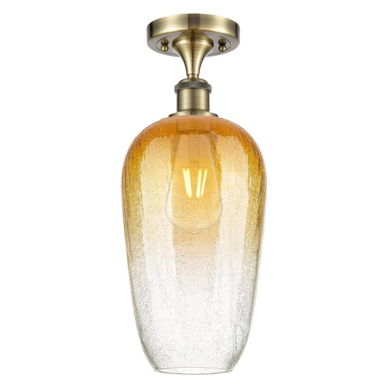 Innovations Lighting Endless Possibilities Ballston - Brookhaven Flute - 1 Light 7" Semi-Flush Mount - Antique Brass/Amber
