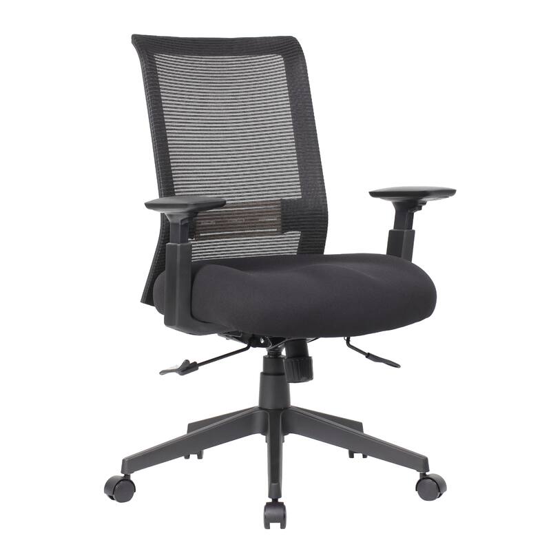Rolling Task Chair, Black Mesh, Foam Padded Built-in Seat Slider
