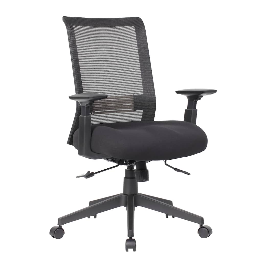 Rolling Task Chair, Black Mesh, Foam Padded Built-in Seat Slider