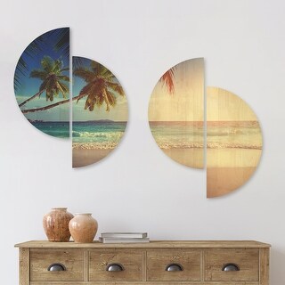 Designart 'Typical Sunset on Seychelles Beach' Seascape Wood Wall Art ...