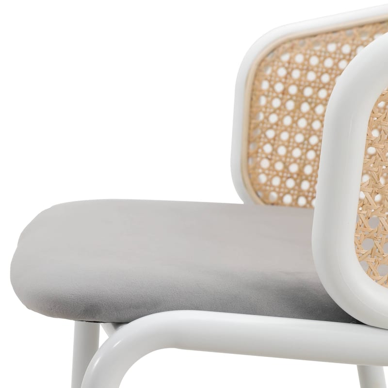 LeisureMod Ervilla Bar Stool with White Powder Coated Steel Frame Set of 2 - 37"