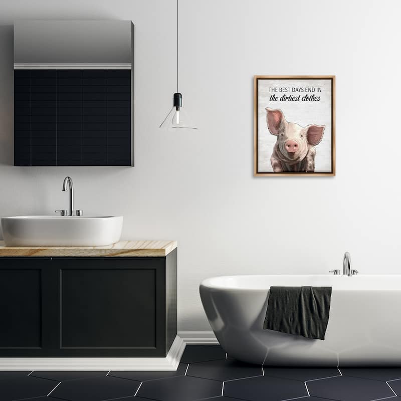 Stupell Best Days & Dirtiest Clothes Pig Framed Floater Canvas Wall Art Design By Lettered and Lined