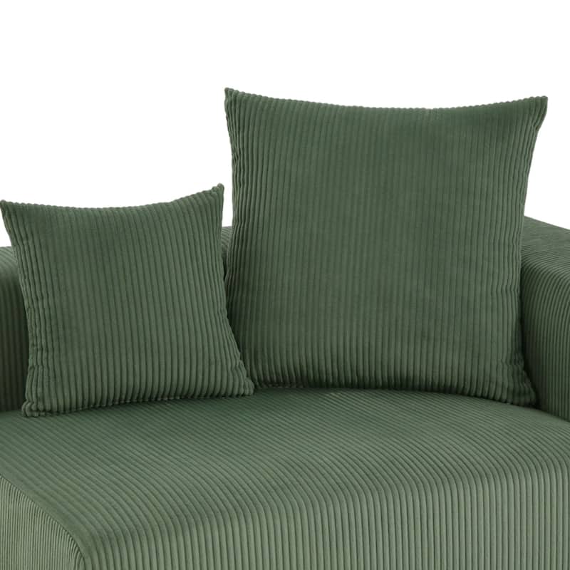 Corduroy Upholstered Modular Sectional Sofa with Ottoman