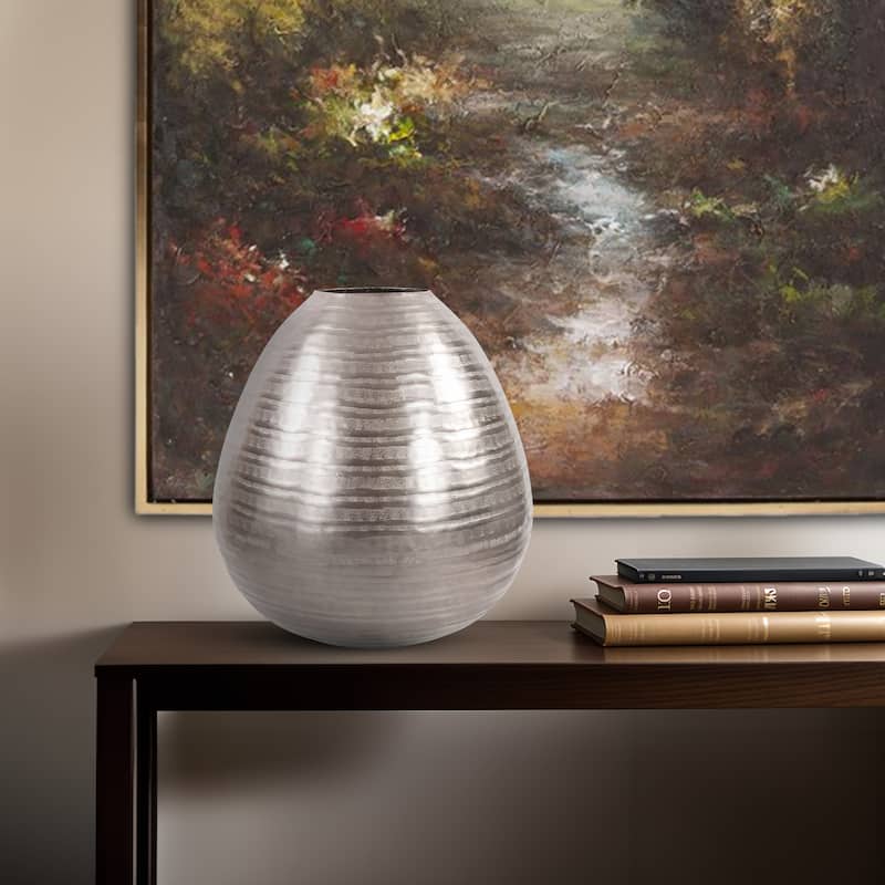 Allan Andrews Silver Chiseled Decorative Teardrop Vase