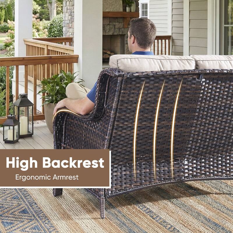 Pocassy Outdoor 2 Person Sofa Patio Loveseat with Comfy Cushions