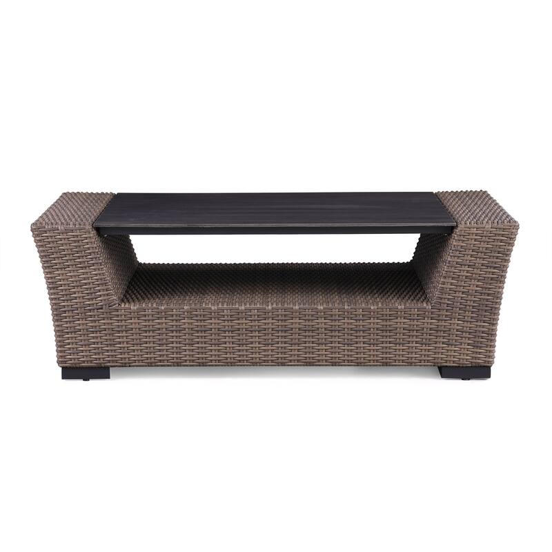 4-Piece Manhattan Rustic Wicker Seating Set with Tempered Glass