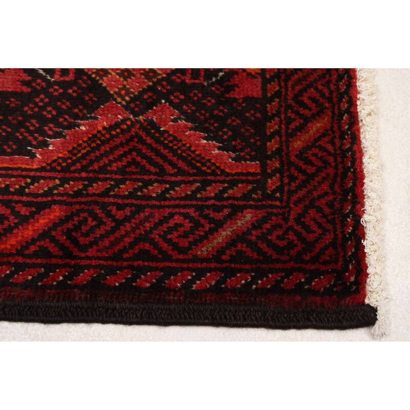 ECARPETGALLERY Hand-knotted Baluch Black, Red Wool Rug - 3'2 x 5'10