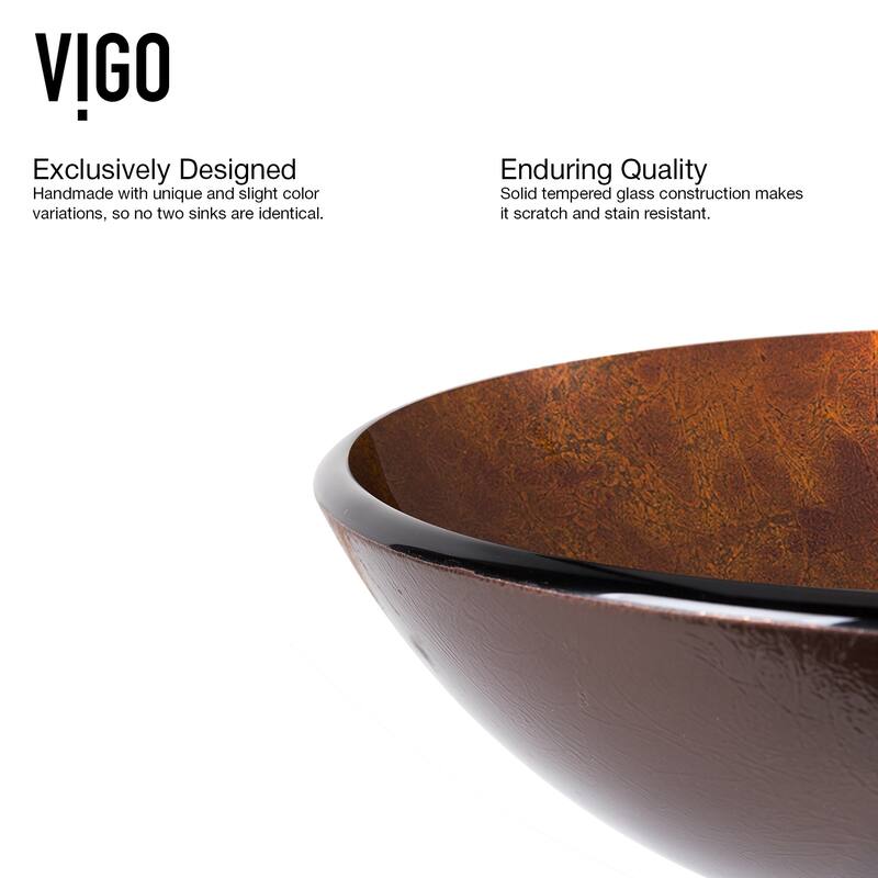 VIGO Giovanni 17"L x 17"W Glass Vessel Sink and Niko 11"H Faucet Set