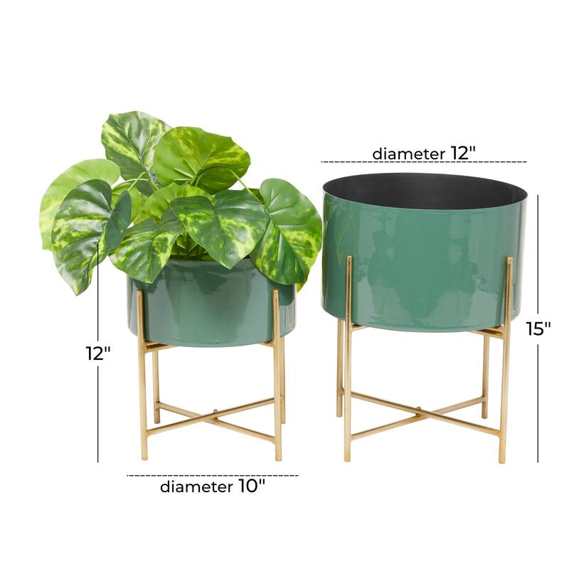 Iron Contemporary Planter (Set of 2) - S/2 12", 16"H