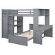preview thumbnail 4 of 12, Multifunctional Design Loft Bed with Ladder, Wardrobe, Desk and Bookshelves, Full size, Grey