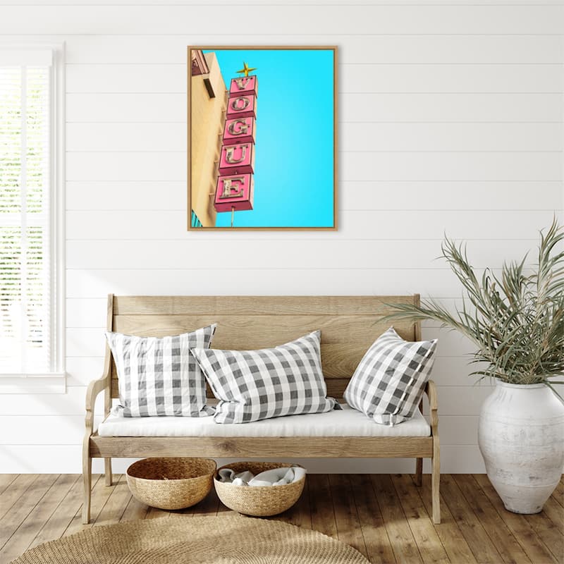 Vogue Theatre Sign in Hollywood by Tom Windeknecht Framed Canvas Wall Art Print - Sylvie Natural