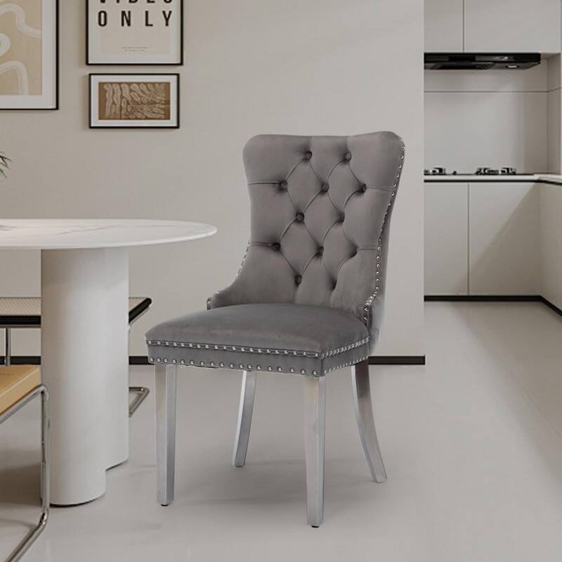 Tufted Naliheads Solid Wood Upholstered Dining Chairs (Set of 2)