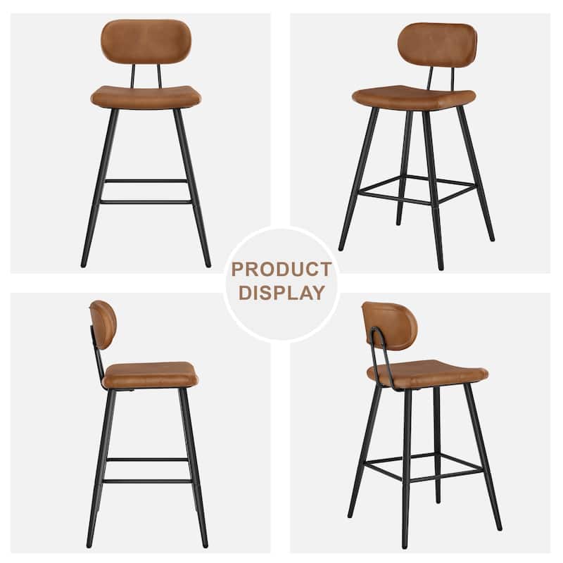 26.75" Leather Counter & Bar Stool with Large Seat and Back