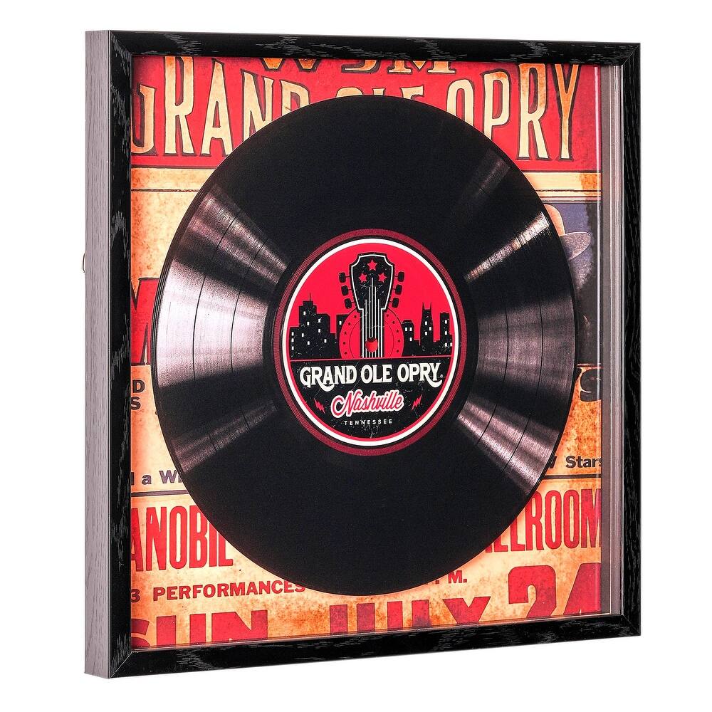 American Art Decor Grand Ole Opry Bill Monroe Themed Printed Vinyl Record in Shadowbox Frame - 14" x 14"