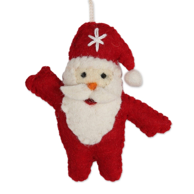 Novica Handmade Santa Dance Wool Felt Ornaments (Set Of 5)