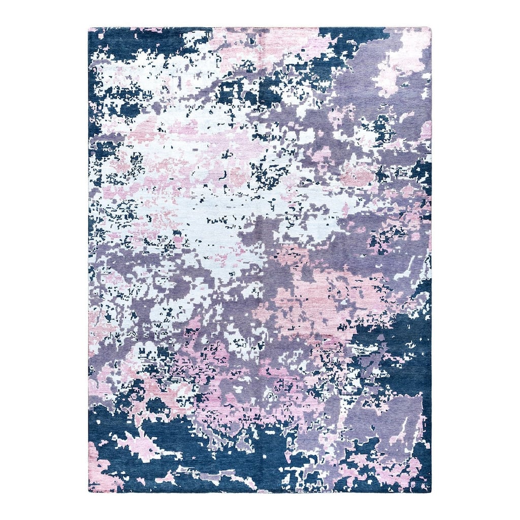 Modern One-of-a-Kind Hand-Knotted Area Rug - Gray, 8' 10" x 12' 0" - 8' 10" x 12' 0"