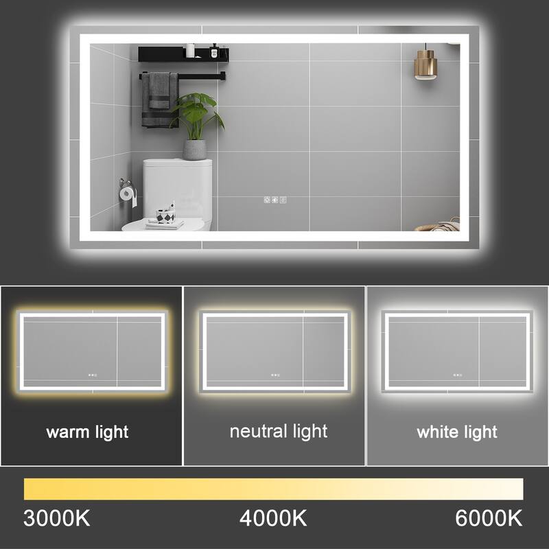 LED Bathroom Mirror with lights, anti-Fog & Dimming Led Bathroom Vanity Mirror