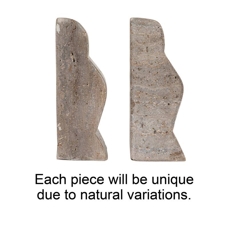 Decorative Travertine Wave Bookends, Set of 2
