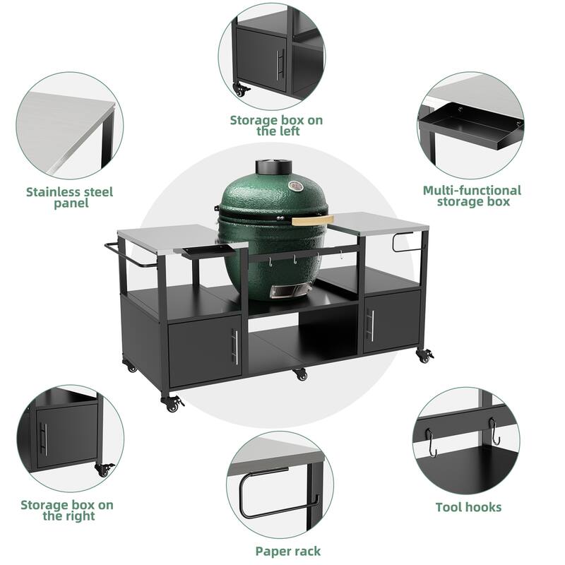Big Green Egg Grill Table with Storage Box