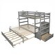 preview thumbnail 18 of 16, Twin Over Twin/King Size Extendable Bunk Bed with Trundle and Storage Stairs